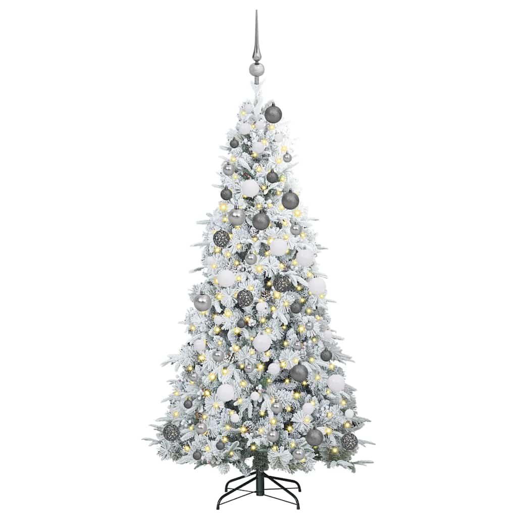 Kunstig sammensatt juletre med 300 LED grønn 180 cm PE og PVC