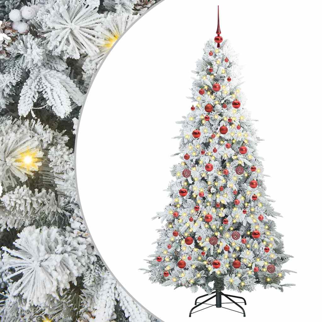 Kunstig sammensatt juletre med 300 LED grønn 180 cm PE og PVC
