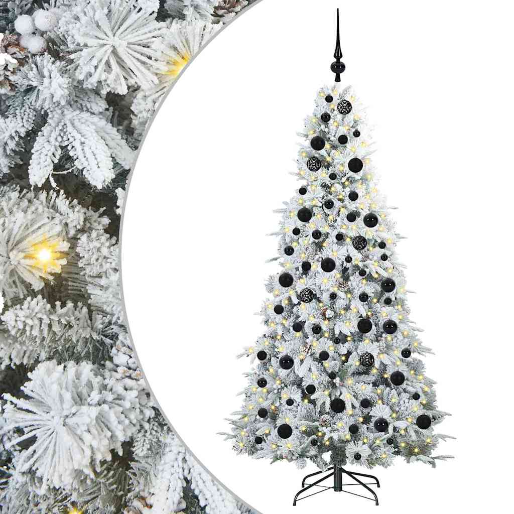 Kunstig sammensatt juletre med 300 LED Hvit 180 cm PE og PVC