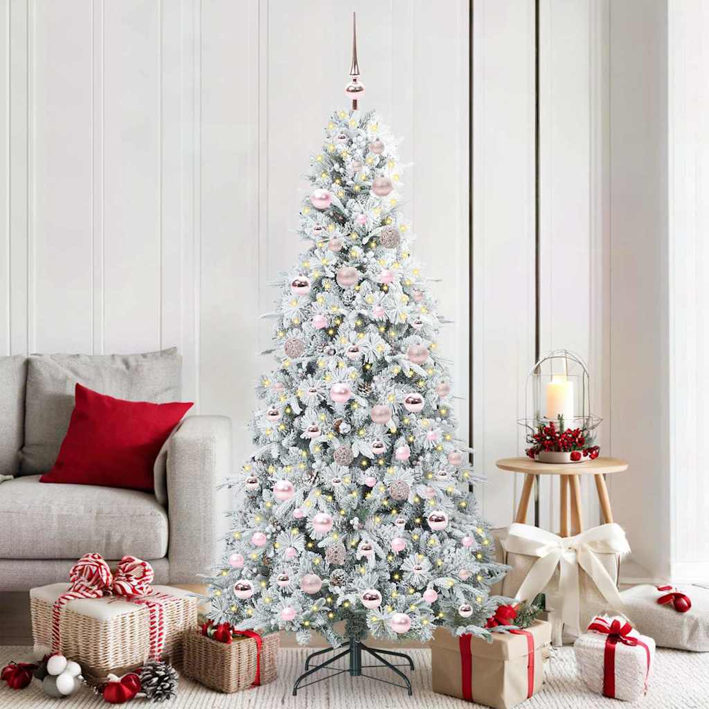 Kunstig sammensatt juletre med 300 LED Hvit 180 cm PE og PVC