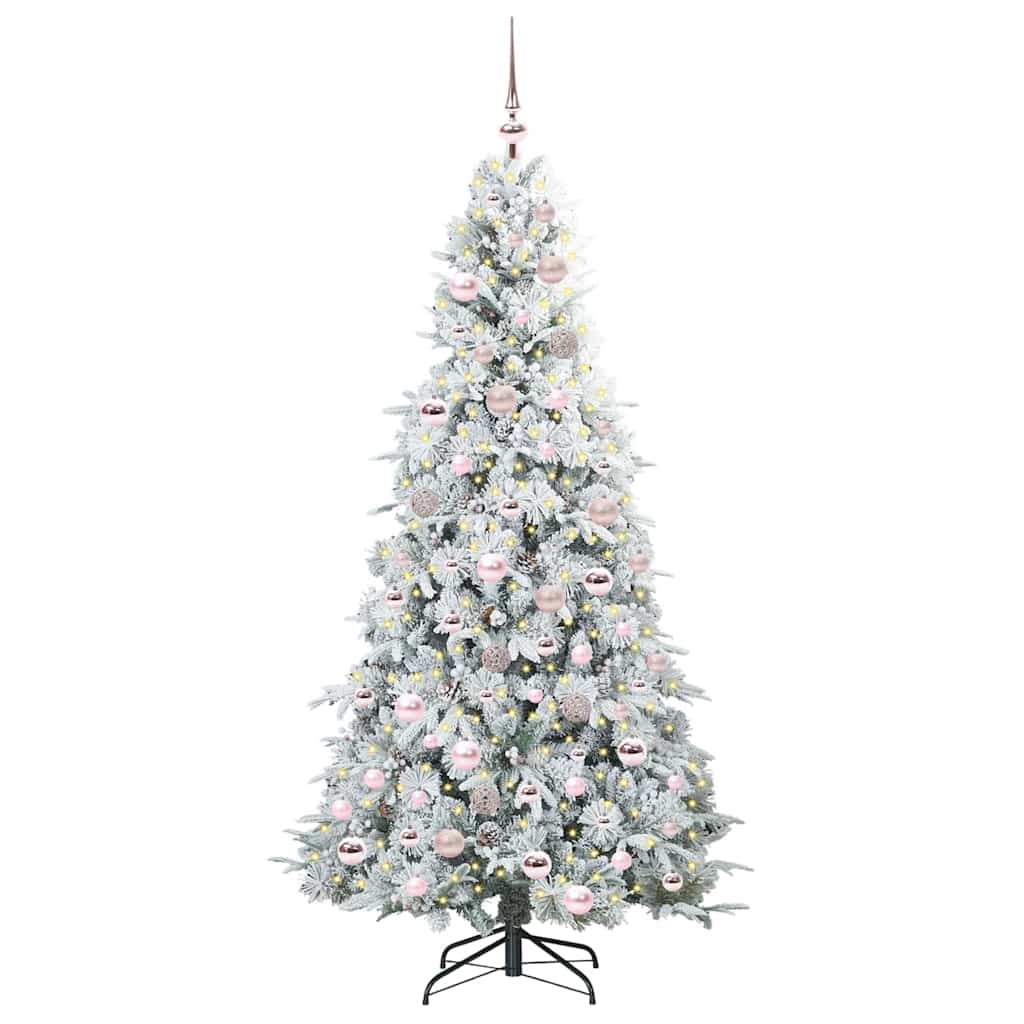 Kunstig sammensatt juletre med 300 LED Hvit 180 cm PE og PVC