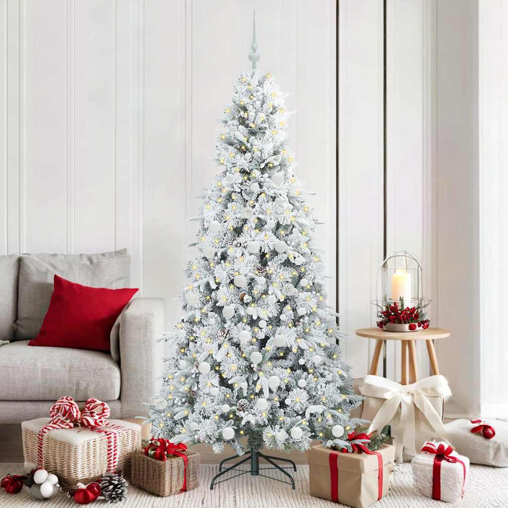 Kunstig sammensatt juletre med 300 LED Hvit 180 cm PE og PVC