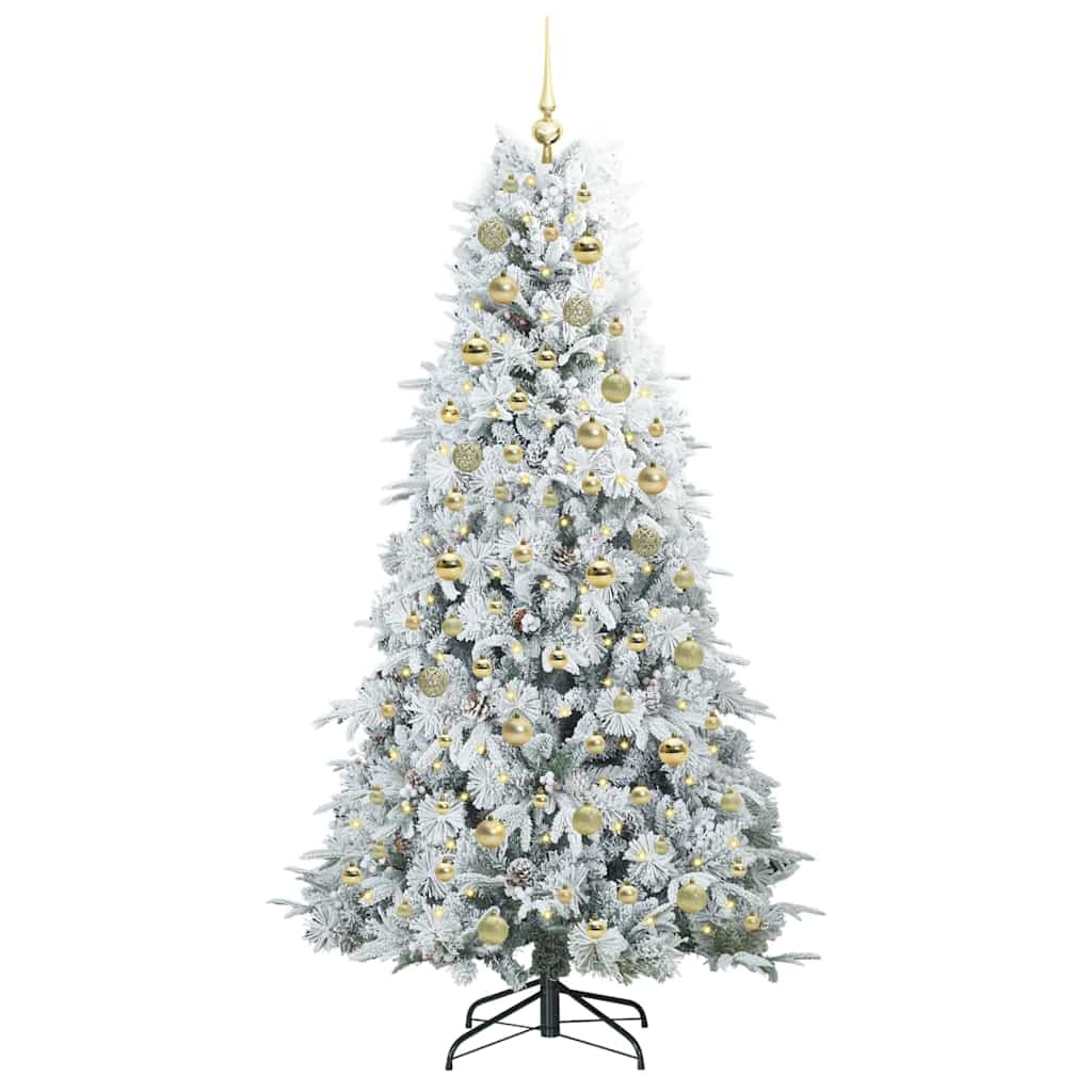 Kunstig sammensatt juletre med 300 LED grønn 180 cm PE og PVC