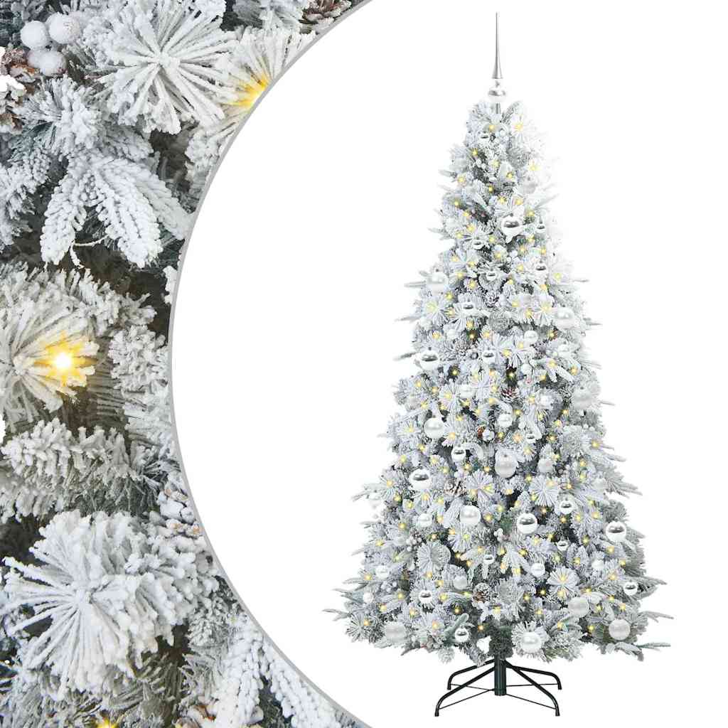 Kunstig sammensatt juletre med 300 LED grønn 180 cm PE og PVC