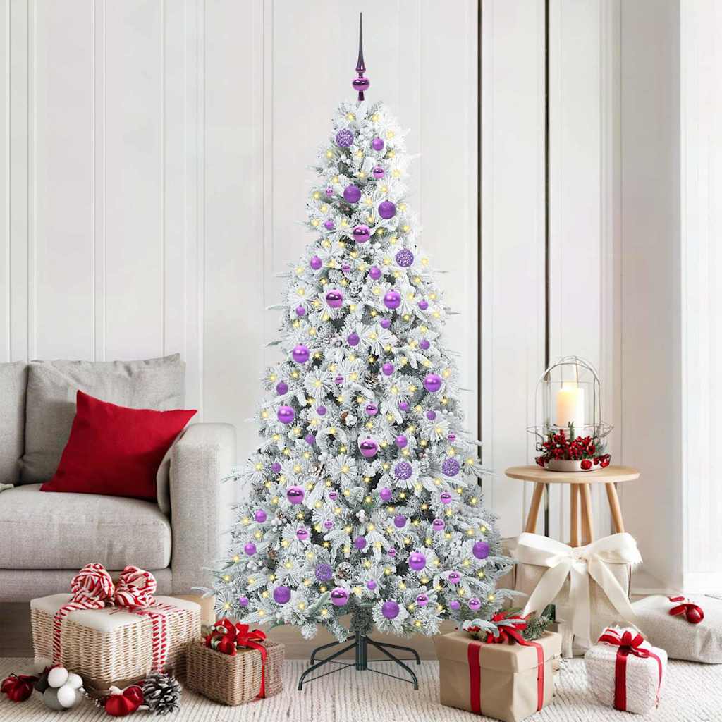 Kunstig sammensatt juletre med 300 LED Hvit 180 cm PE og PVC