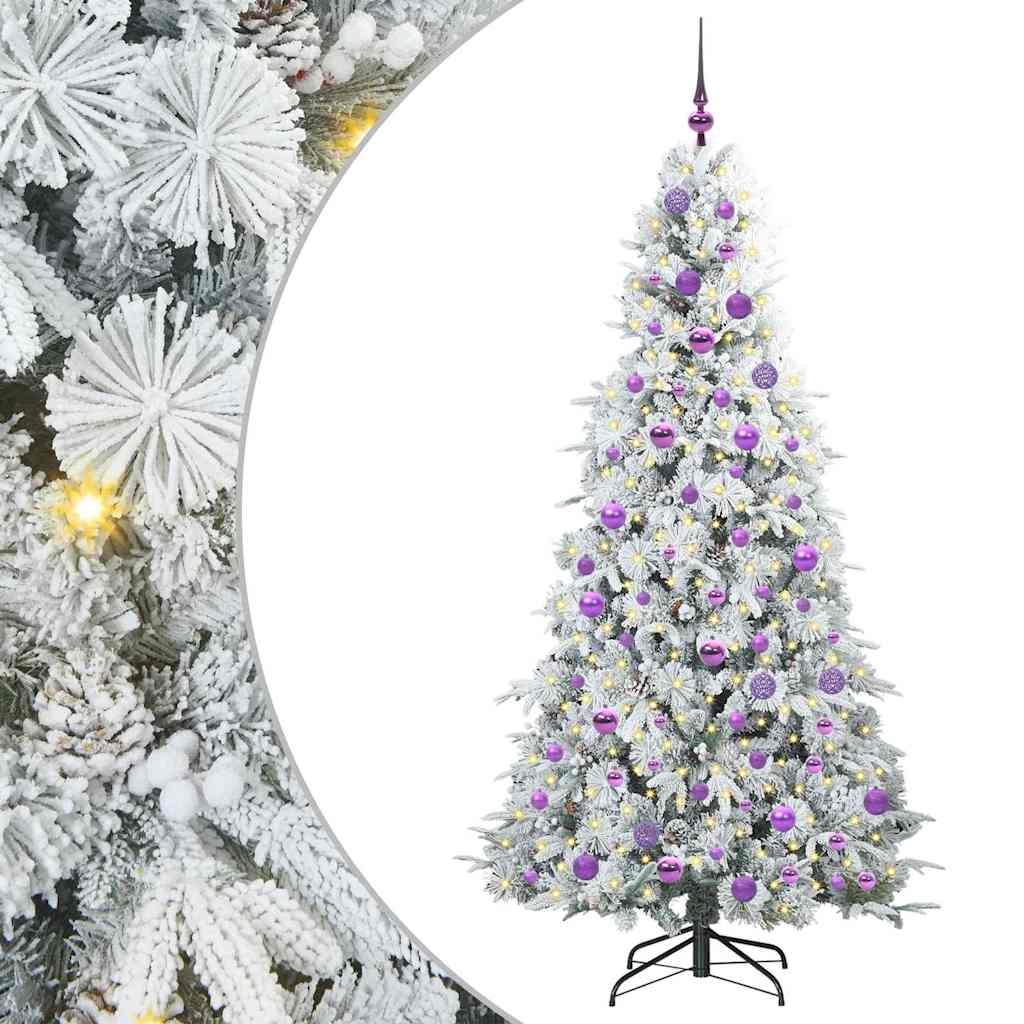 Kunstig sammensatt juletre med 300 LED Hvit 180 cm PE og PVC