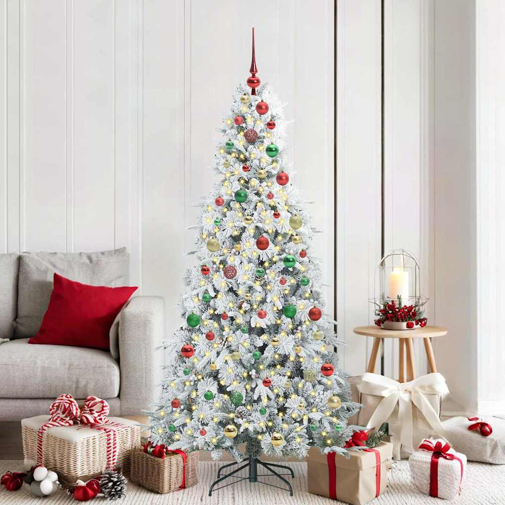 Kunstig sammensatt juletre med 300 LED grønn 180 cm PE og PVC