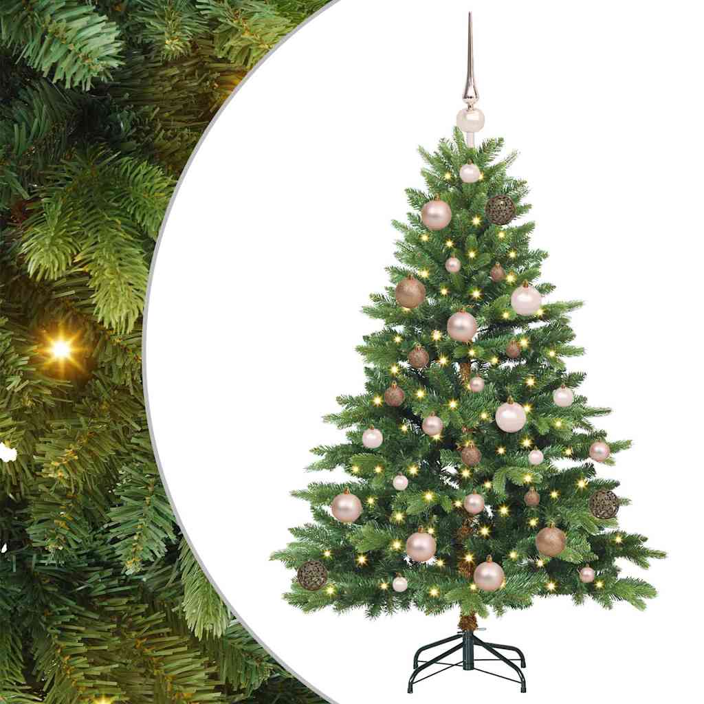 Kunstig juletre med 150 LED med stativ grønn 120 cm PE og PVC