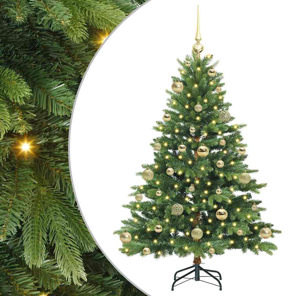Kunstig juletre med 150 LED med stativ grønn 120 cm PE og PVC