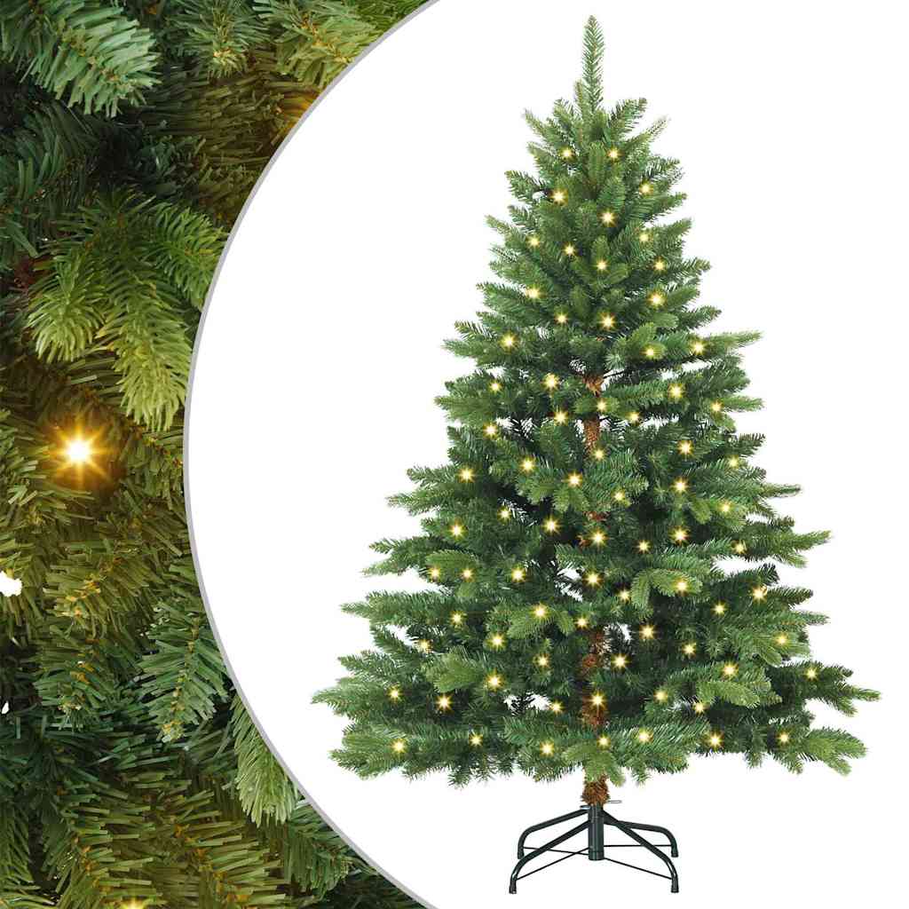 Kunstig juletre med 150 LED med stativ grønn 150 cm PE og PVC