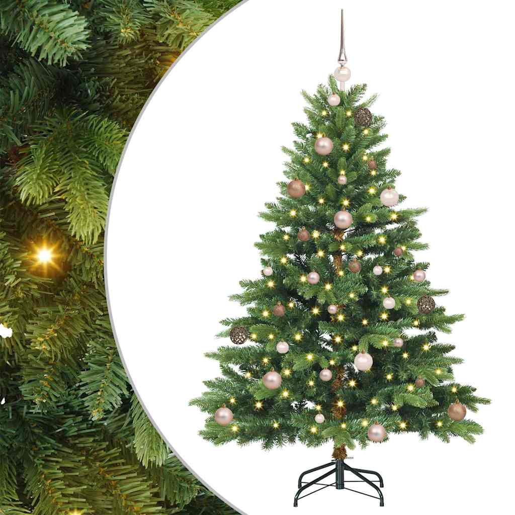 Kunstig juletre med 150 LED med stativ grønn 150 cm PE og PVC