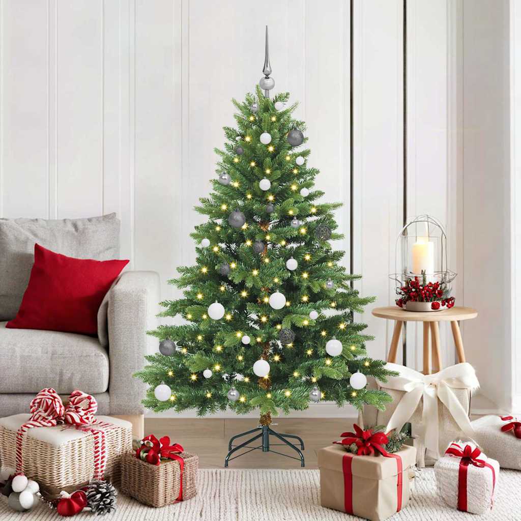 Kunstig juletre med 150 LED med stativ grønn 150 cm PE og PVC