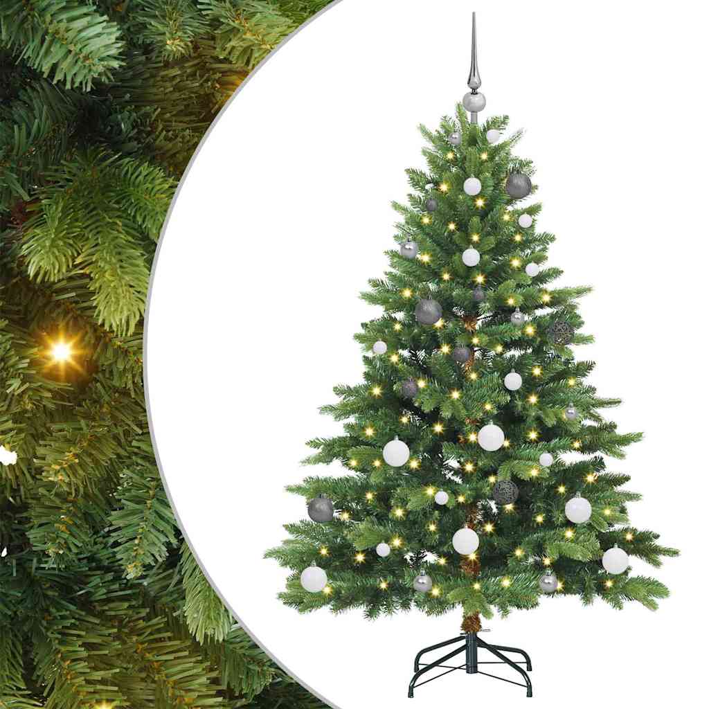 Kunstig juletre med 150 LED med stativ grønn 150 cm PE og PVC