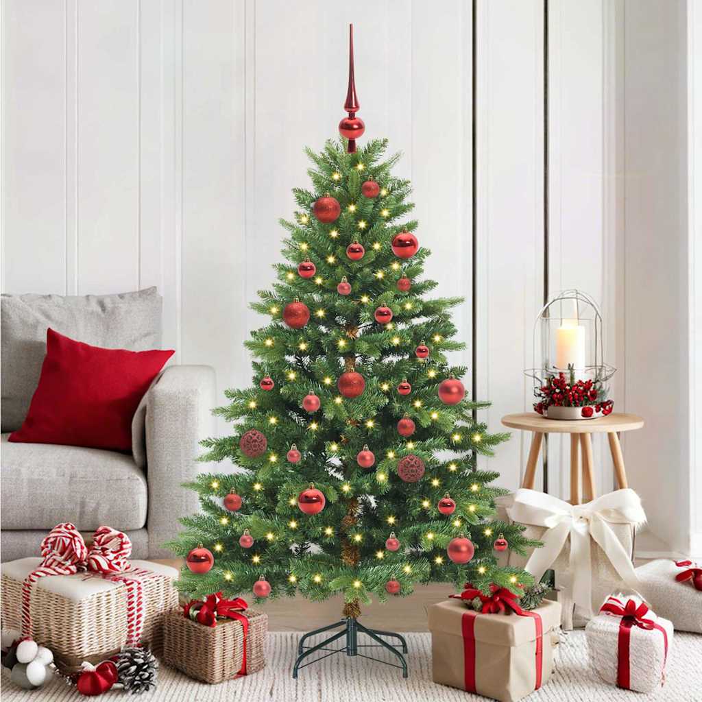 Kunstig juletre med 150 LED med stativ grønn 150 cm PE og PVC