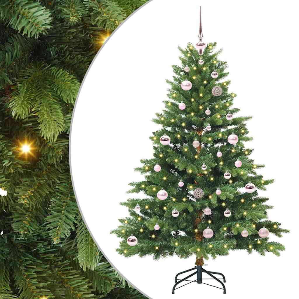 Kunstig juletre med 150 LED med stativ grønn 150 cm PE og PVC