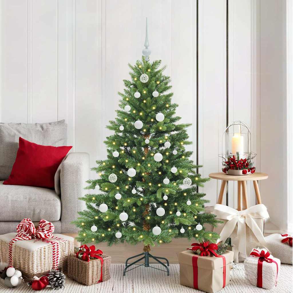 Kunstig juletre med 150 LED med stativ grønn 150 cm PE og PVC