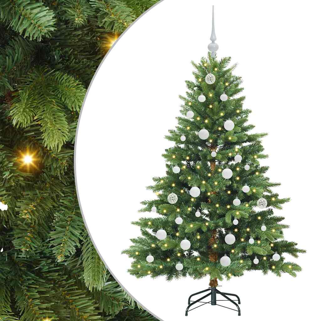Kunstig juletre med 150 LED med stativ grønn 150 cm PE og PVC
