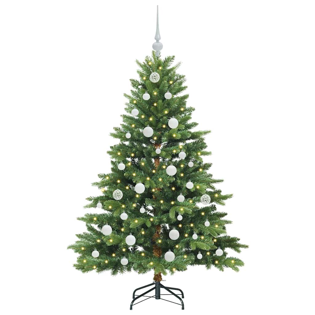 Kunstig juletre med 150 LED med stativ grønn 150 cm PE og PVC