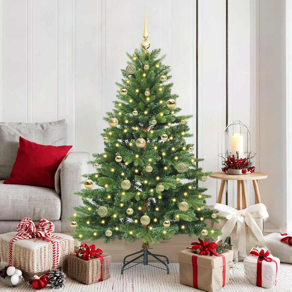 Kunstig juletre med 150 LED med stativ grønn 150 cm PE og PVC