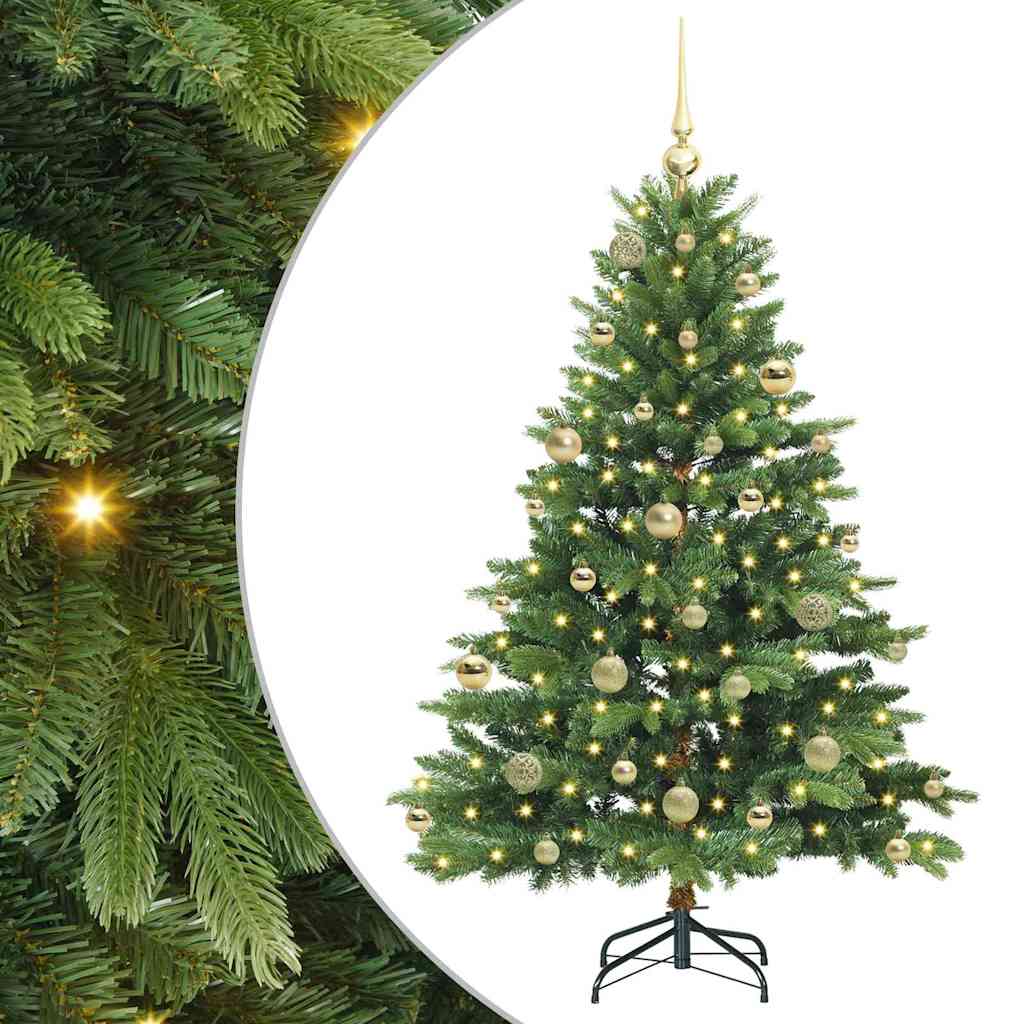 Kunstig juletre med 150 LED med stativ grønn 150 cm PE og PVC