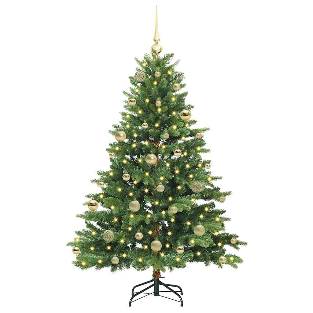 Kunstig juletre med 150 LED med stativ grønn 150 cm PE og PVC