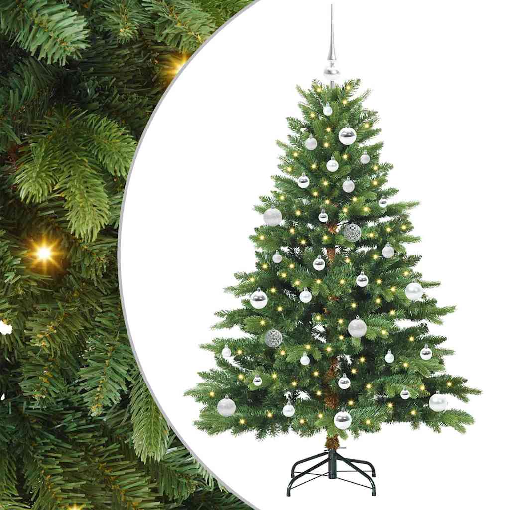 Kunstig juletre med 150 LED med stativ grønn 150 cm PE og PVC