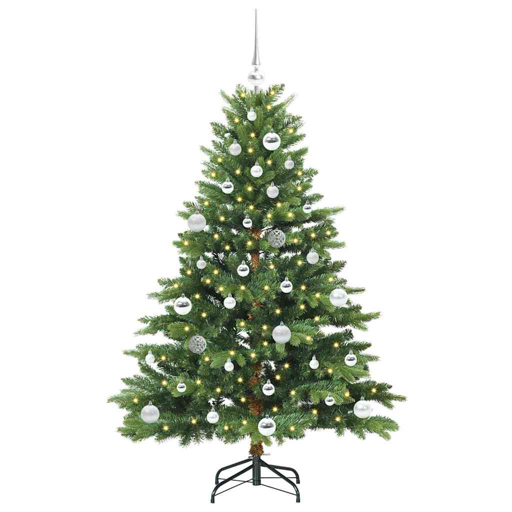 Kunstig juletre med 150 LED med stativ grønn 150 cm PE og PVC