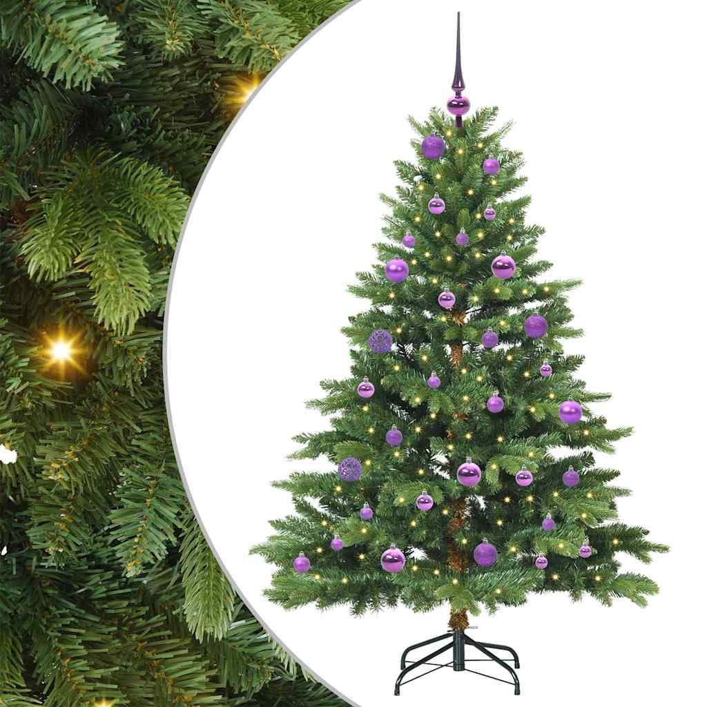 Kunstig juletre med 150 LED med stativ grønn 150 cm PE og PVC