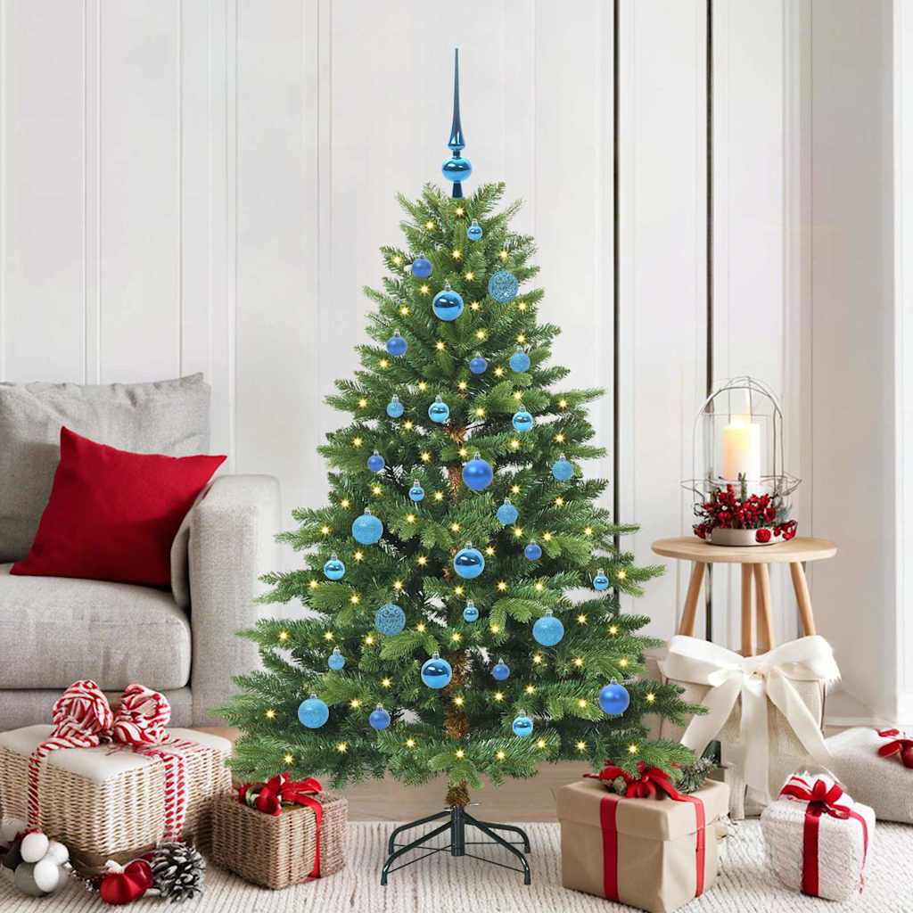 Kunstig juletre med 150 LED med stativ grønn 150 cm PE og PVC