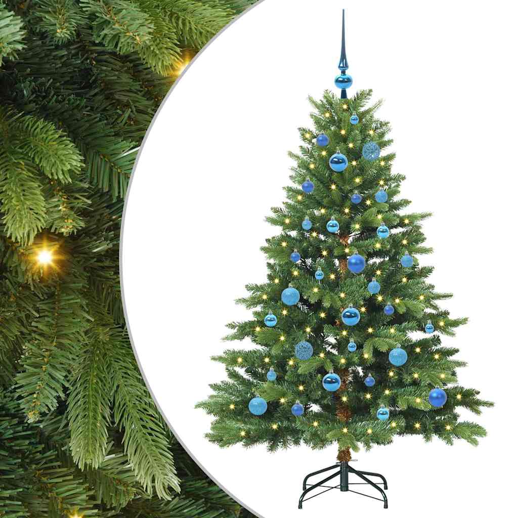 Kunstig juletre med 150 LED med stativ grønn 150 cm PE og PVC