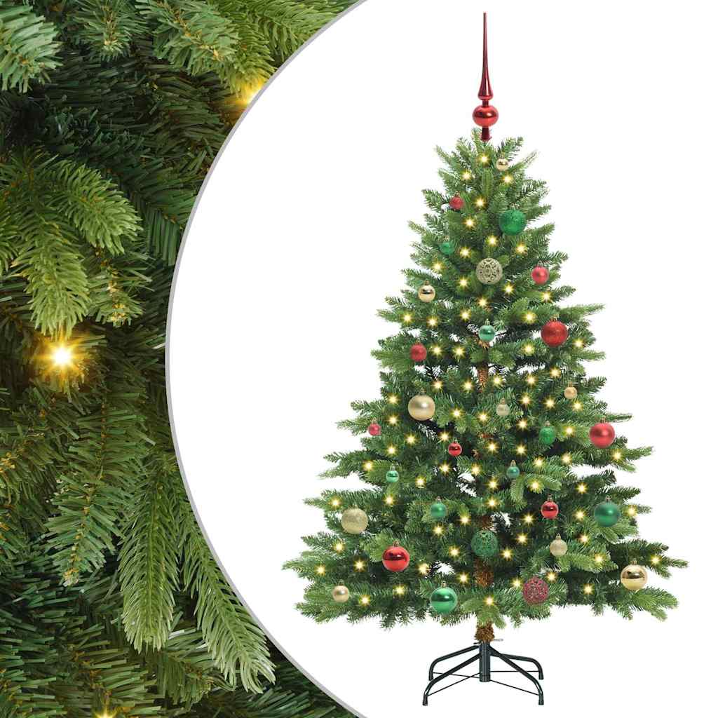 Kunstig juletre med 150 LED med stativ grønn 150 cm PE og PVC