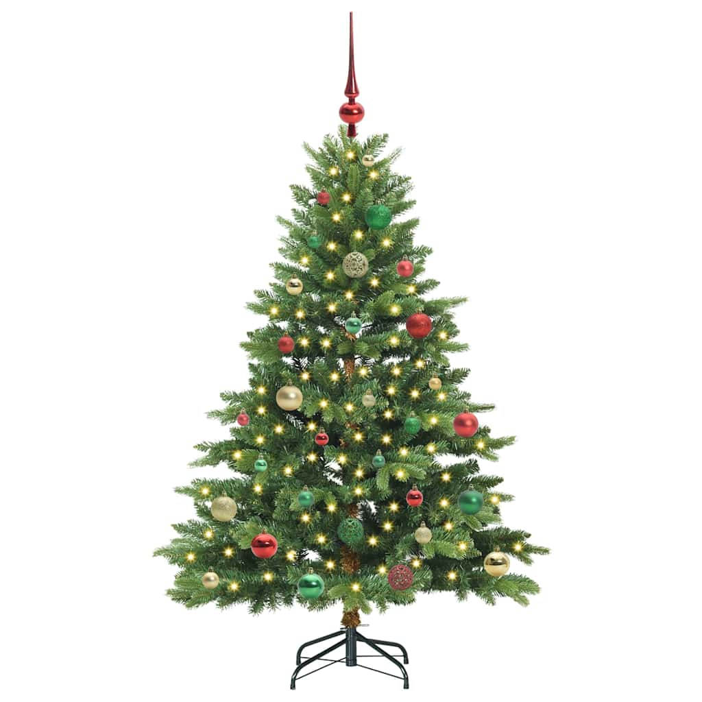 Kunstig juletre med 150 LED med stativ grønn 150 cm PE og PVC