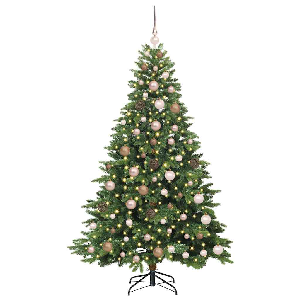 Kunstig juletre med 300 LED med stativ grønn 180 cm PE og PVC