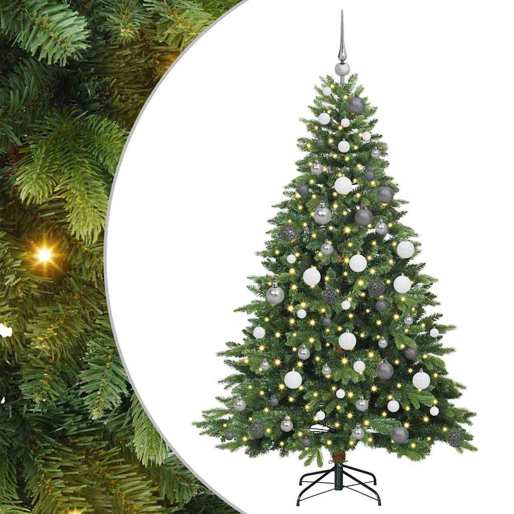 Kunstig juletre med 300 LED med stativ grønn 180 cm PE og PVC