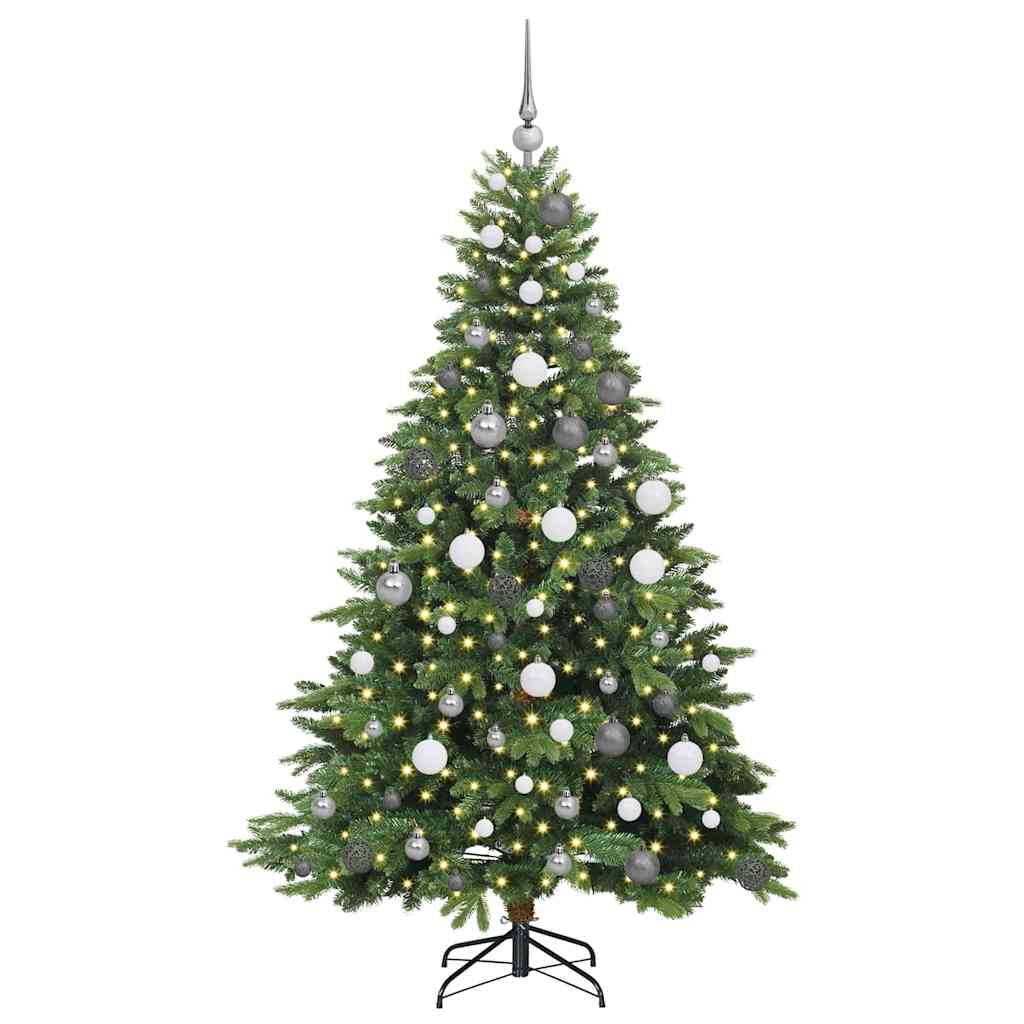 Kunstig juletre med 300 LED med stativ grønn 180 cm PE og PVC