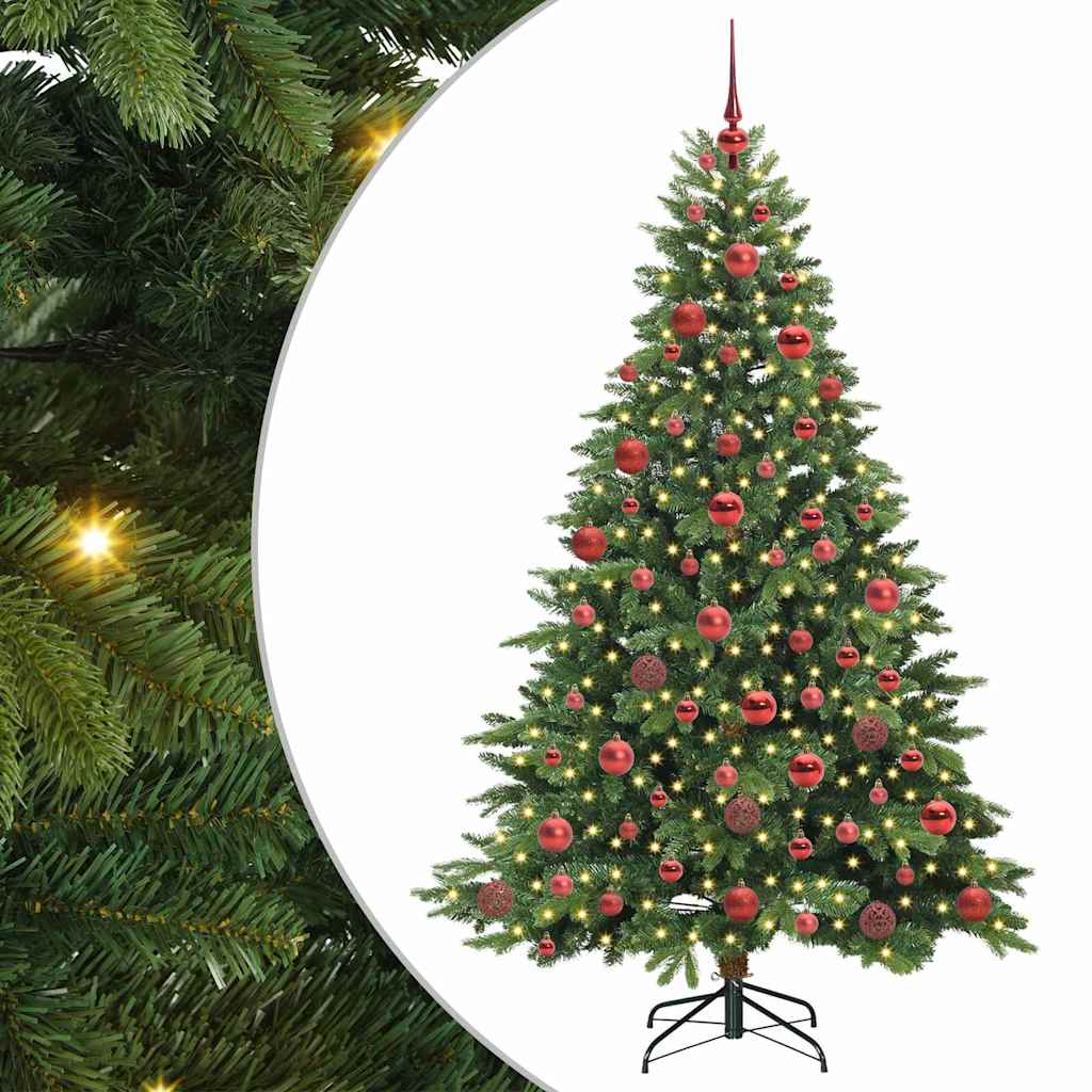 Kunstig juletre med 300 LED med stativ grønn 180 cm PE og PVC