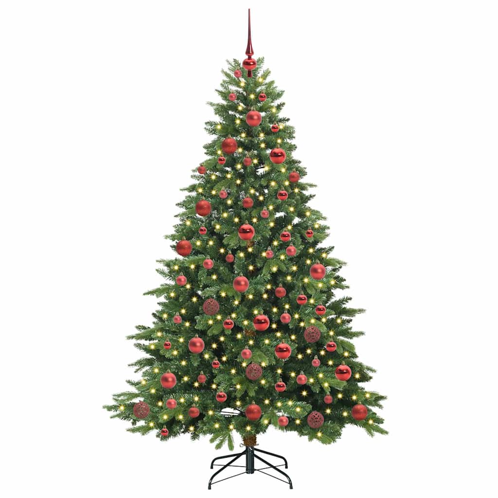 Kunstig juletre med 300 LED med stativ grønn 180 cm PE og PVC