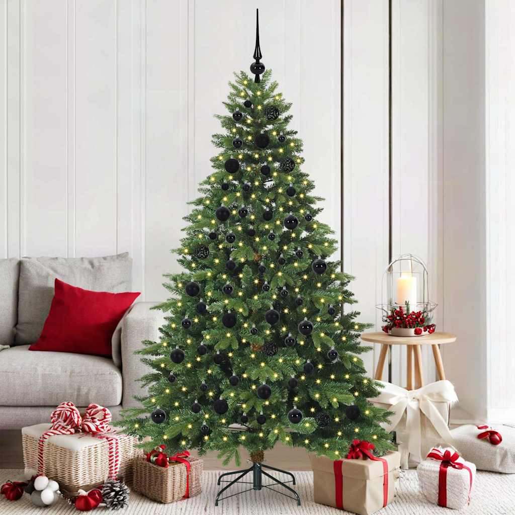 Kunstig juletre med 300 LED med stativ grønn 180 cm PE og PVC