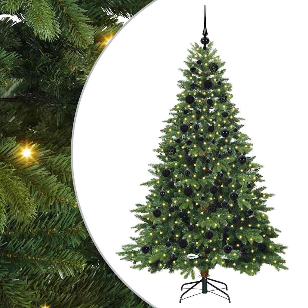 Kunstig juletre med 300 LED med stativ grønn 180 cm PE og PVC