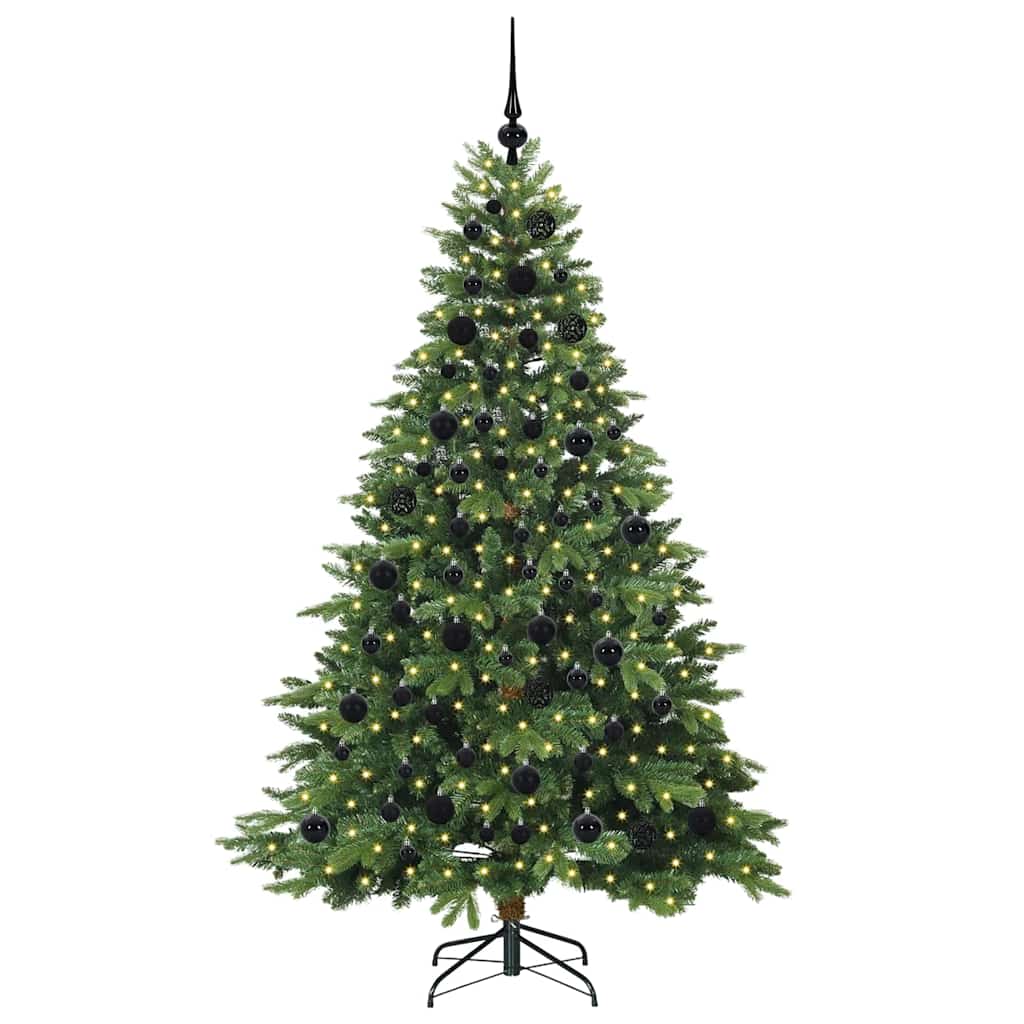Kunstig juletre med 300 LED med stativ grønn 180 cm PE og PVC