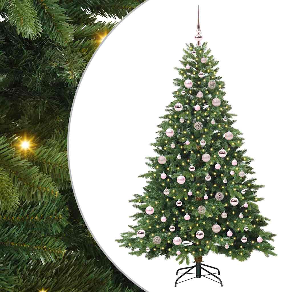 Kunstig juletre med 300 LED med stativ grønn 180 cm PE og PVC