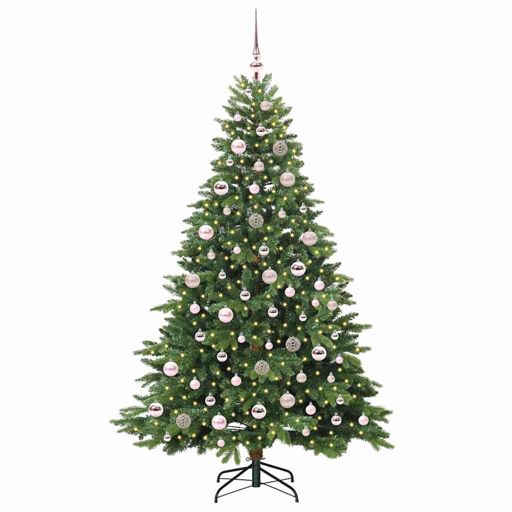 Kunstig juletre med 300 LED med stativ grønn 180 cm PE og PVC