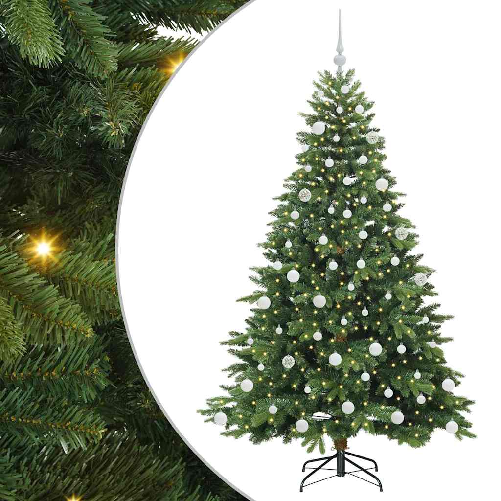 Kunstig juletre med 300 LED med stativ grønn 180 cm PE og PVC