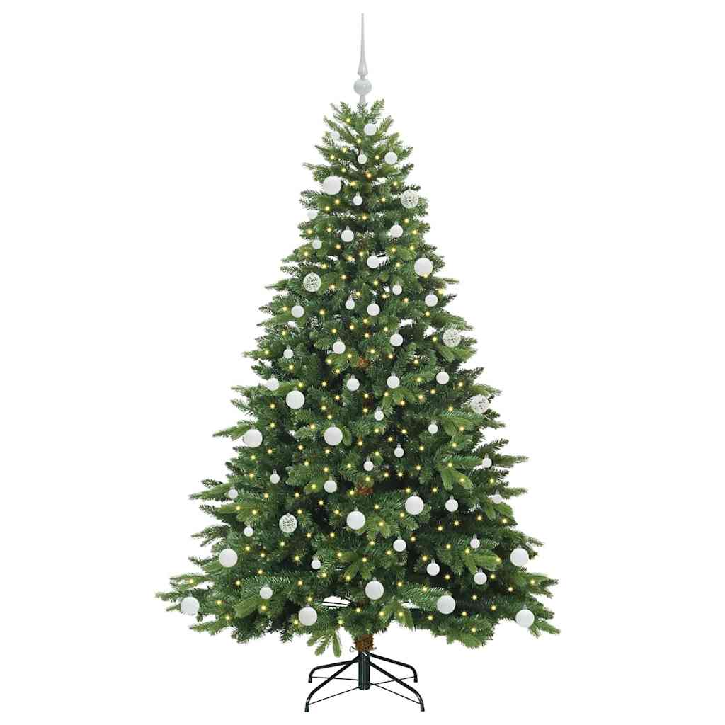 Kunstig juletre med 300 LED med stativ grønn 180 cm PE og PVC