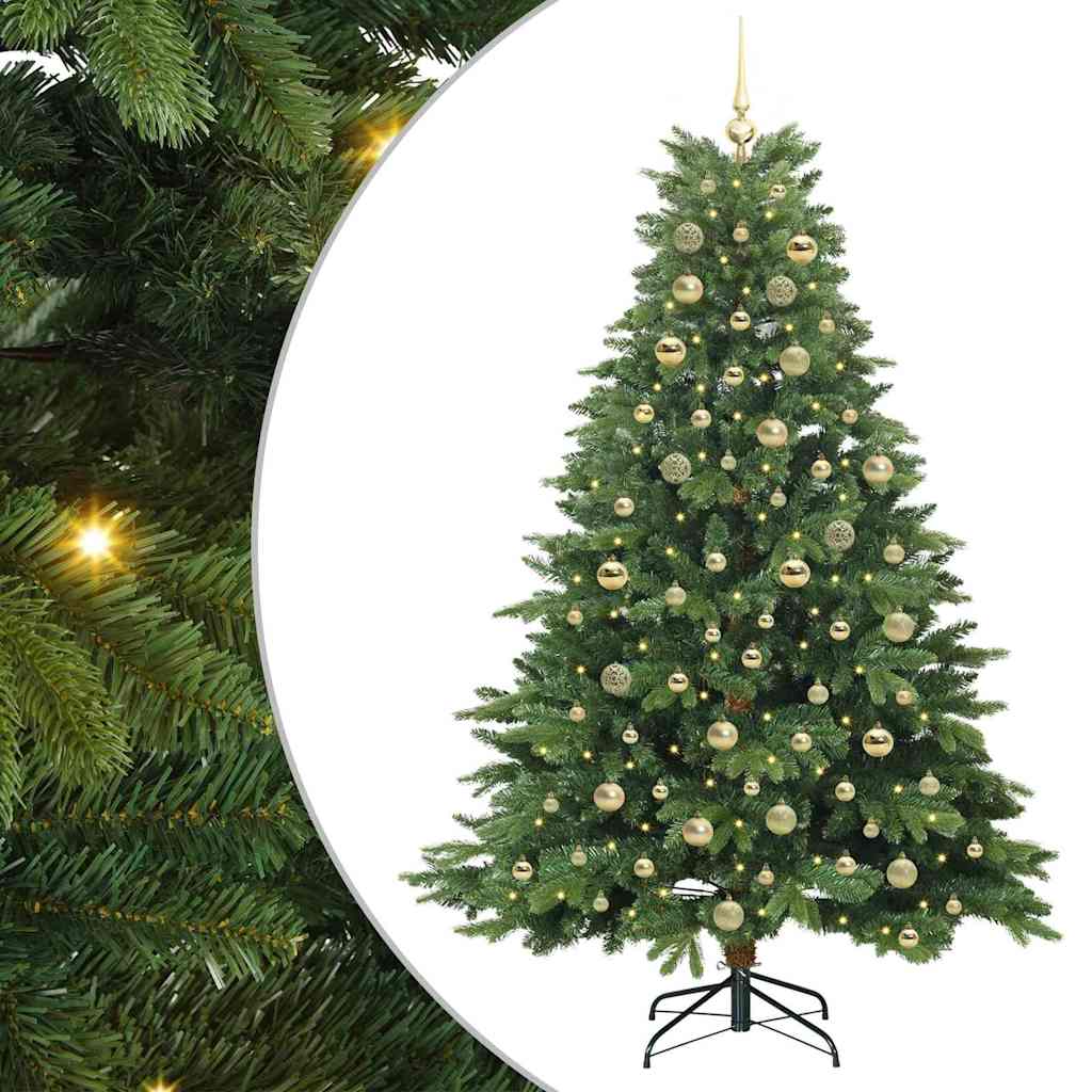 Kunstig juletre med 300 LED med stativ grønn 180 cm PE og PVC