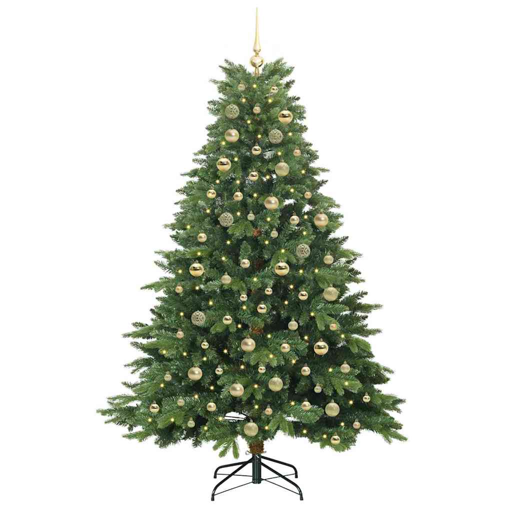Kunstig juletre med 300 LED med stativ grønn 180 cm PE og PVC