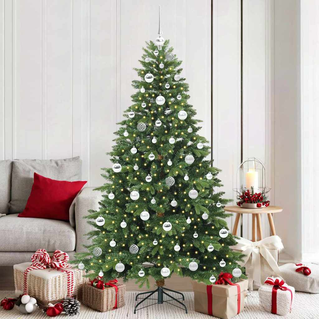 Kunstig juletre med 300 LED med stativ grønn 180 cm PE og PVC