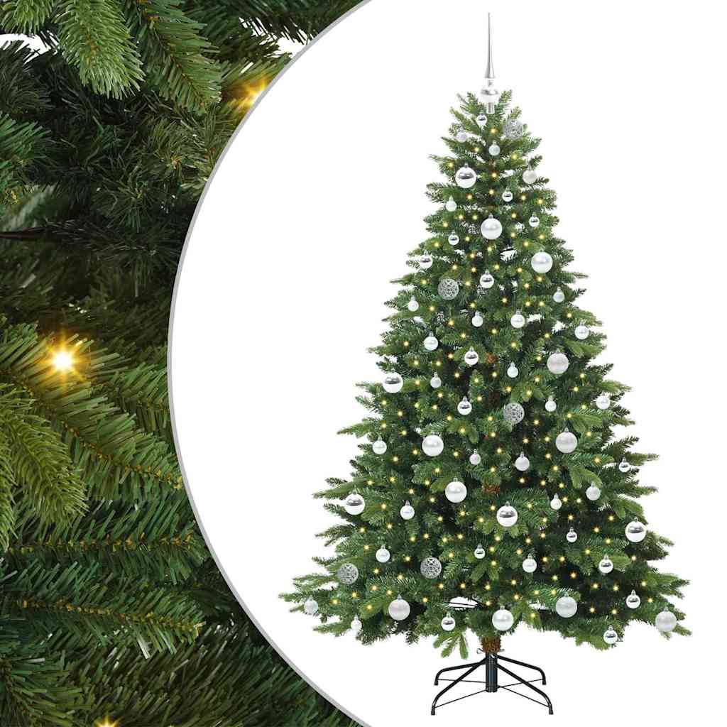 Kunstig juletre med 300 LED med stativ grønn 180 cm PE og PVC