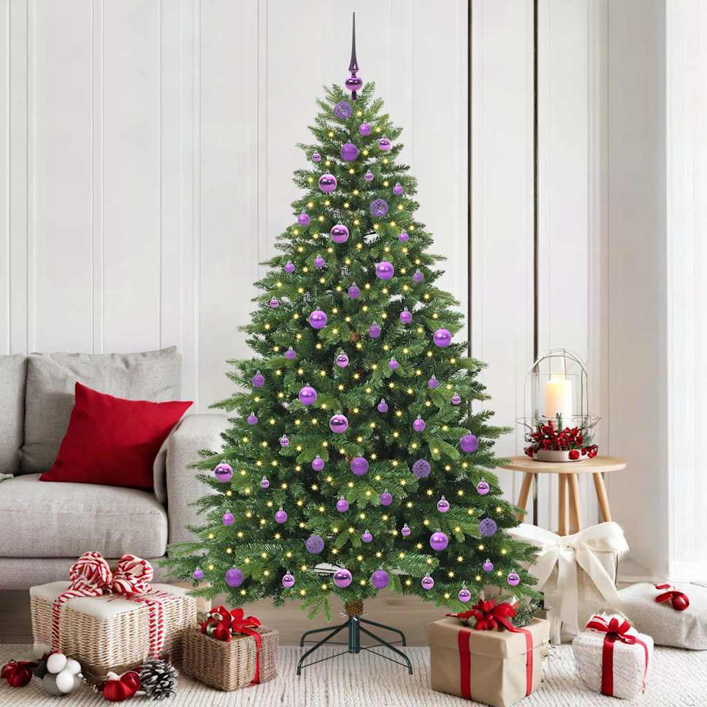 Kunstig juletre med 300 LED med stativ grønn 180 cm PE og PVC