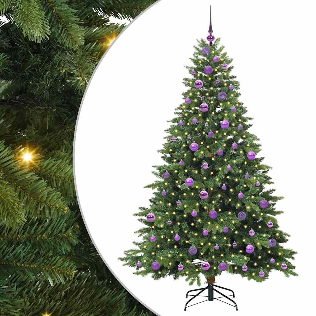 Kunstig juletre med 300 LED med stativ grønn 180 cm PE og PVC
